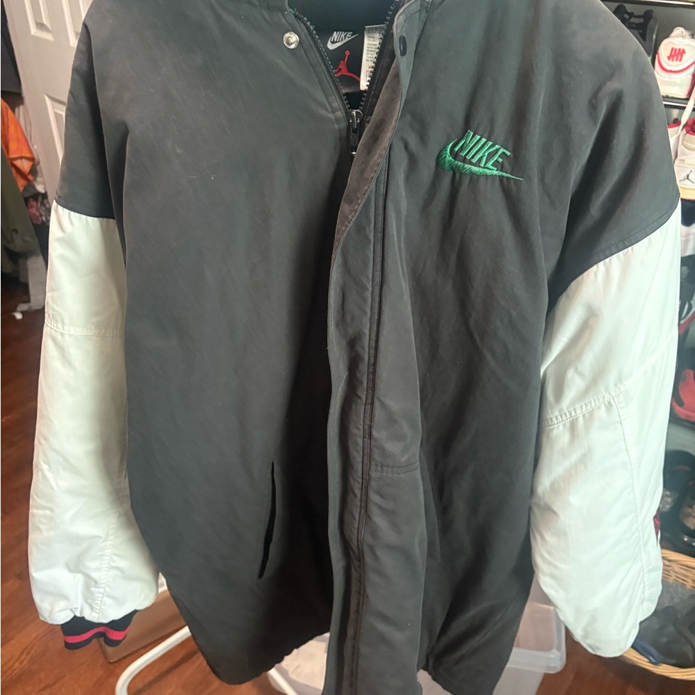 Nike Men's Black and White Bomber Jacket